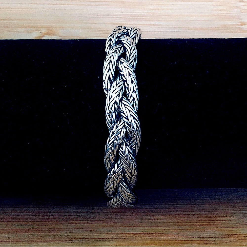 $238 Bold Designer Woven Bracelet  Sterling Silver 39 Grams  925